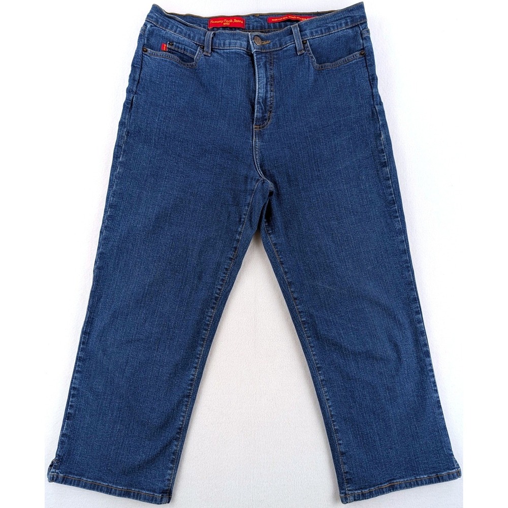 NYDJ Tummy Tuck Jeans Womens 14 Cropped Medium Wash Stretch Denim Made USA